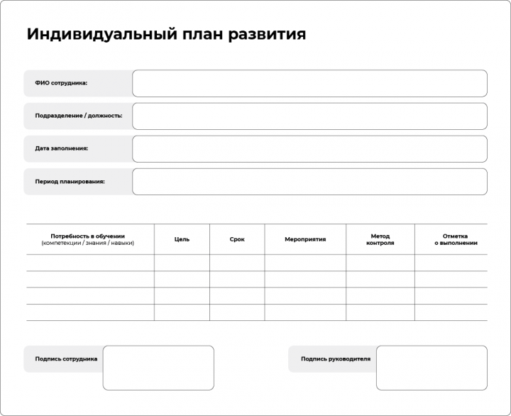 План сотрудника