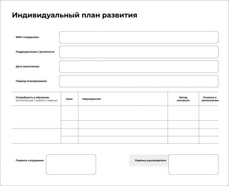 Индивидуальный план развития